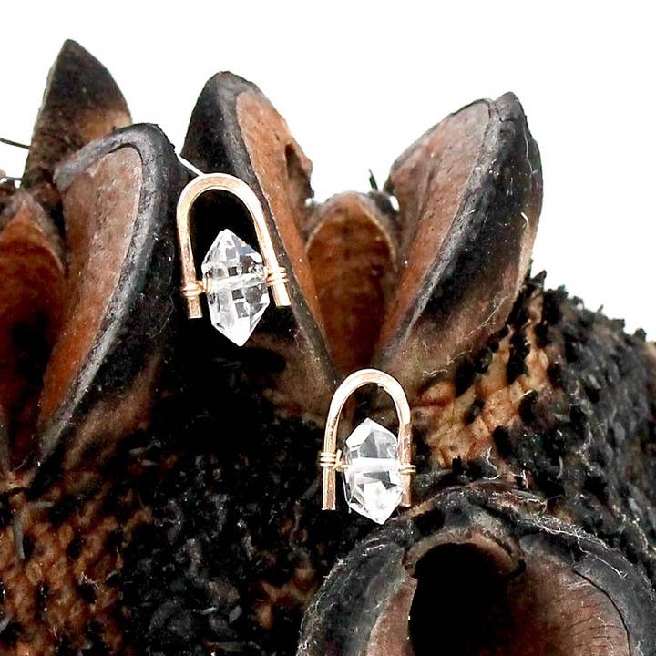 Alana Douvros Jewellery - Wholesale Stud/Post Earrings - Herkimer Diamond Staple Studs 2