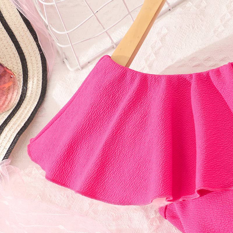 PatPat – Conjunto de camisola e calças – criança por atacado – Kid Girl Rompers Sweet Solid Sólido - Calças Largas de Ombro5