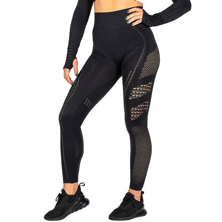 Leggings senza cuciture HeadQuarters Nero per la vendita all'ingrosso da parte di HeadQuarters Clothing