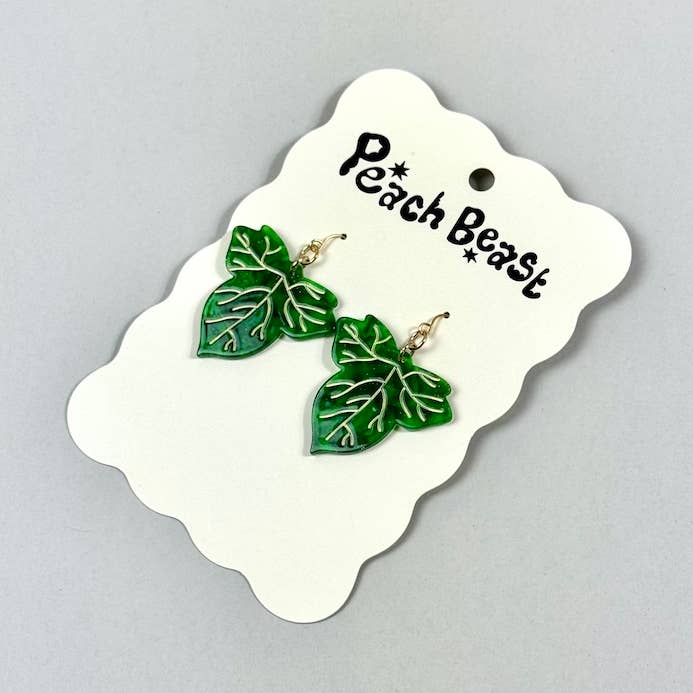 Ivy Leaf Statement Earrings for wholesale by Peach Beast
