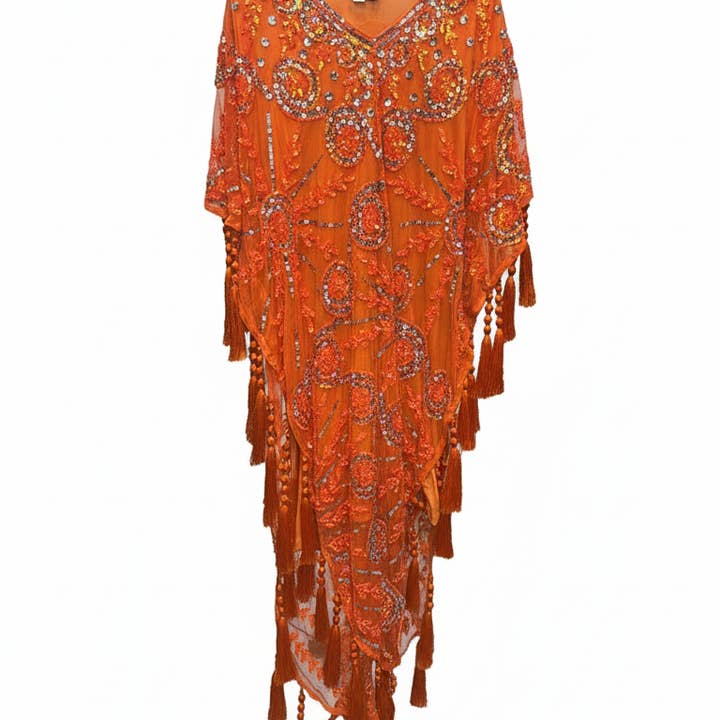 Yasmin Orange Jewel Kaftan Dress for wholesale by ACUS