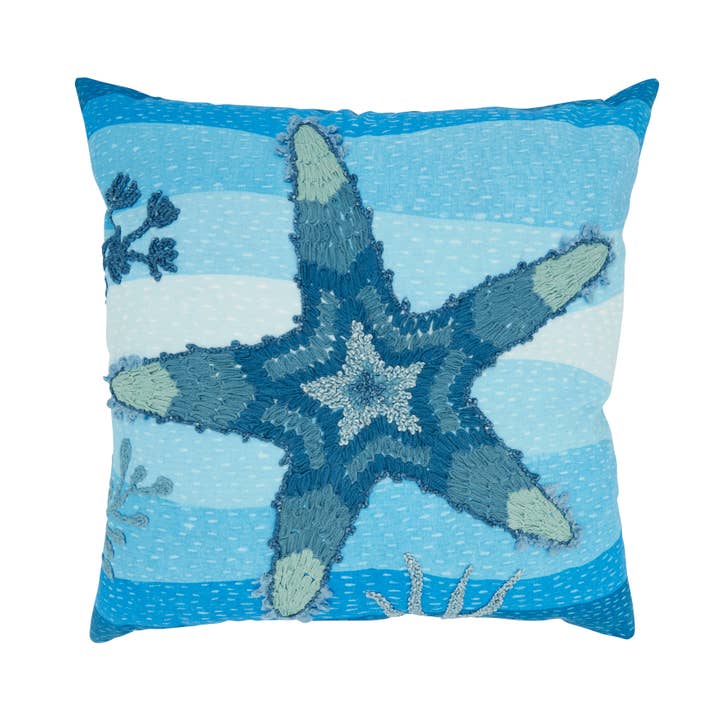 Cojín de Exterior Bordado con Estrella de Mar para venta al por mayor de Saro Lifestyle