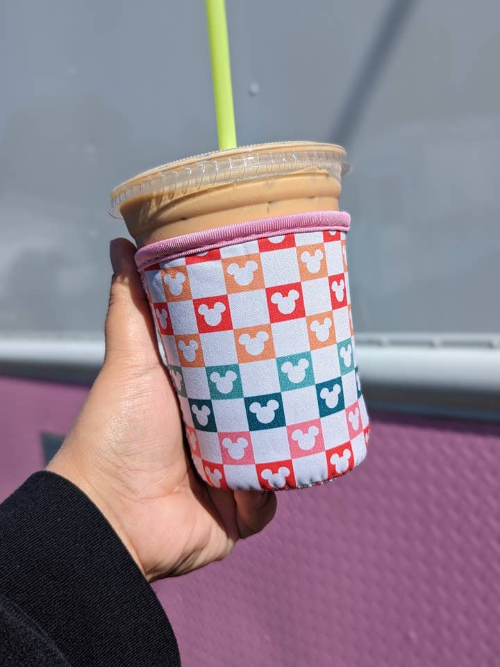 Colorful Mickey Iced Coffee Sleeve Koozie for wholesale by Bean Hut Boutique