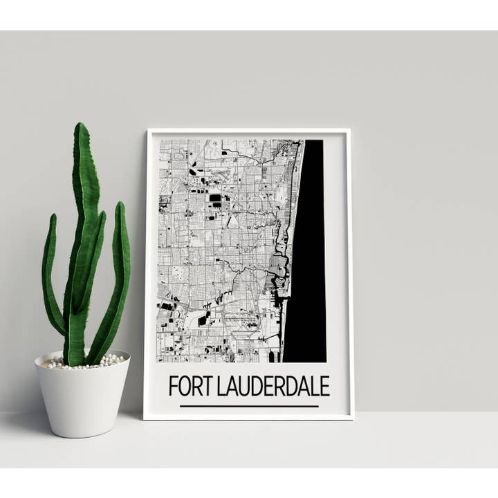 11" x 14" Fort Lauderdale Map Print - Art Deco Style for wholesale by ILIKEMAPS