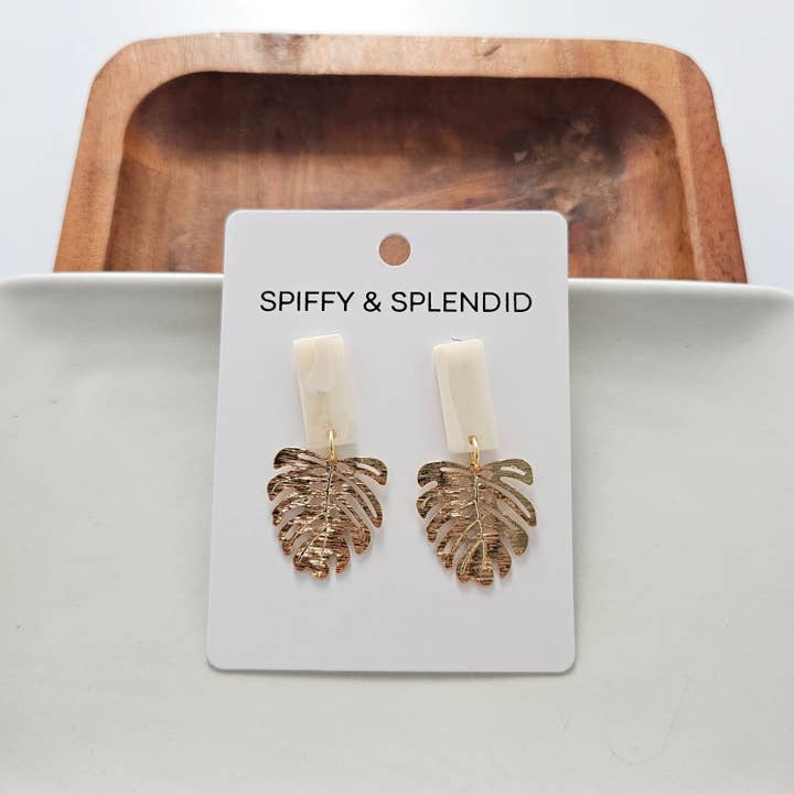 Spiffy & Splendid - Wholesale Dangle Earrings - Mini Belize Earrings - Ivory // Resort, Plant, Jewelry11