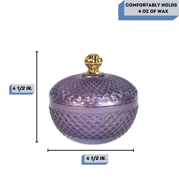 General Wax - Candle Making Supplies - Wholesale Candle Holder - 4 oz Small Amethyst/Gold Vanity Candle Glass1