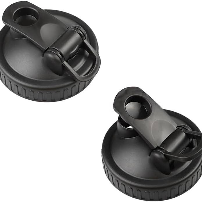 Paquete de 2 tapas para tarros de cristal con tapa abatible de boca ancha, sellado hermético, diseño a prueba de fugas y práctica boquilla para verter (los frascos se venden por separado) (negras) para venta al por mayor de Vigor Path