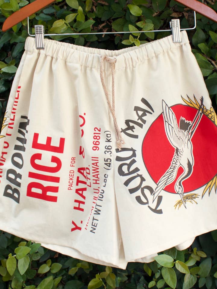 Tsuru Mai Rice Bag Unisex Shorts for wholesale by Crystal rose label