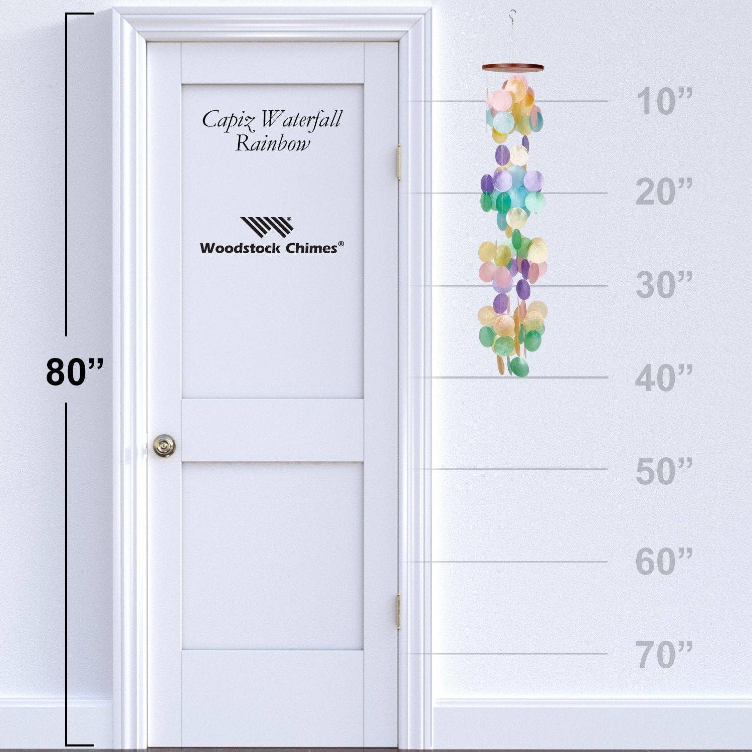 Woodstock Chimes - Wholesale Wind Chime - Capiz Waterfall - Rainbow3