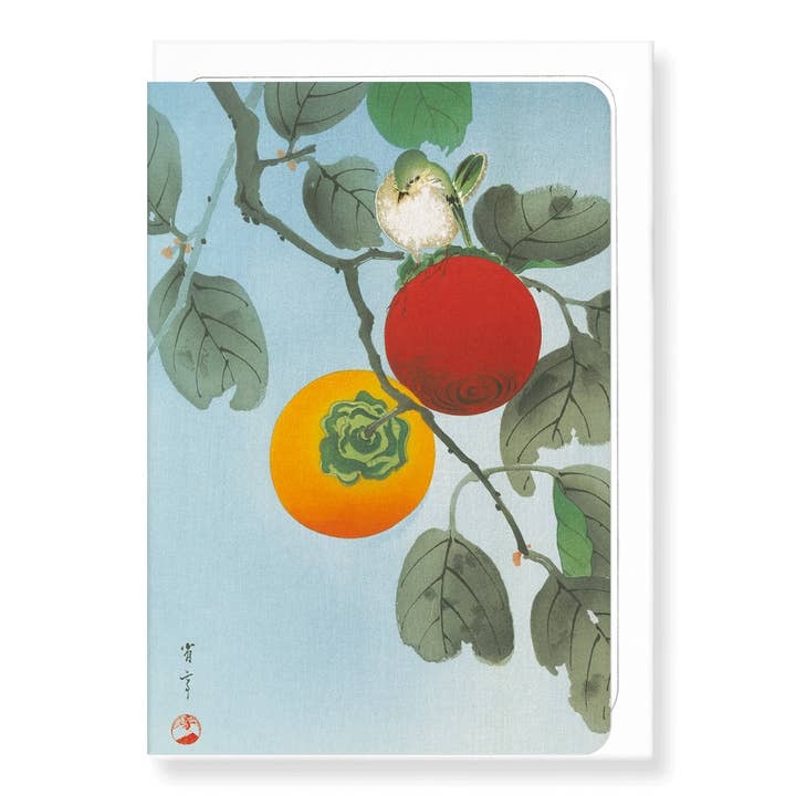 WHITE EYE PÅ PERSIMMON TREE (C.1930): Japanskt gratulationskort för wholesale av Ezen Trade