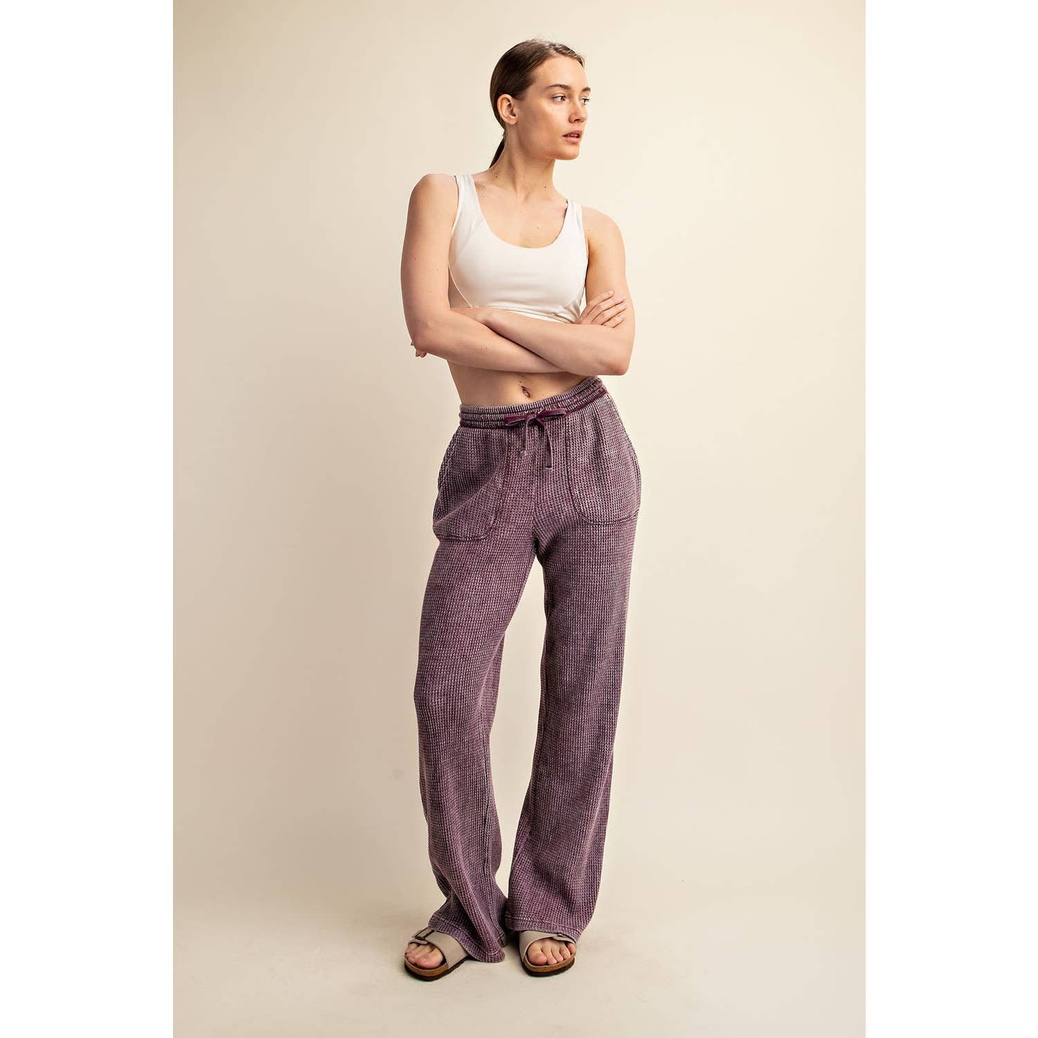 Rae Mode - Wholesale Athletic Pants - Women's - MINERAL WASHED WAFFLE STRAIGHT SWEATPANTS29