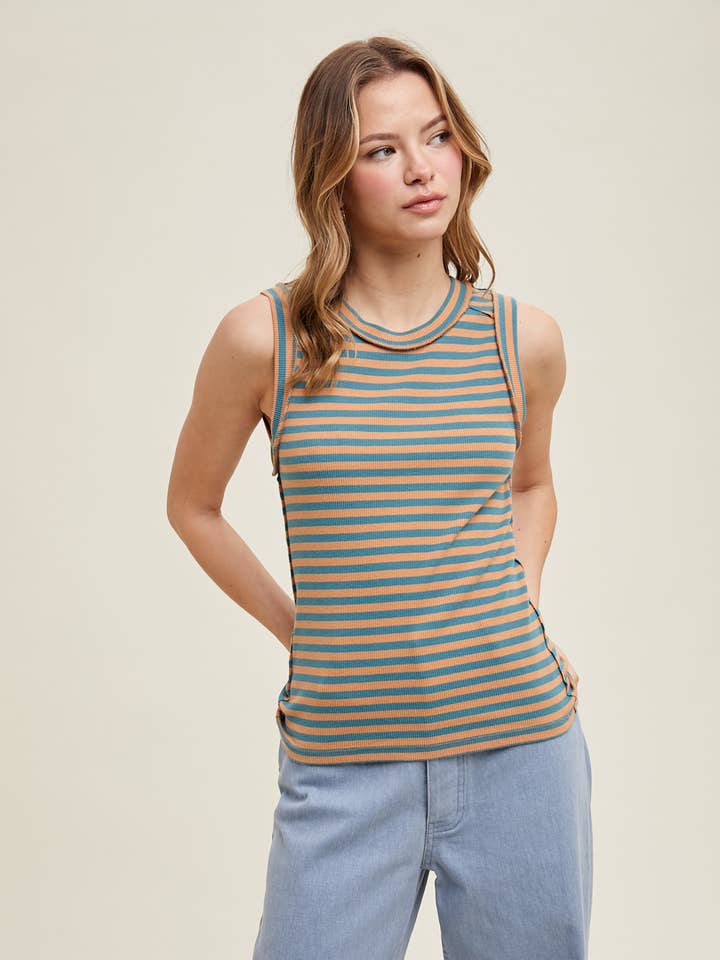 GESTREIFTES STRICKTANKTOP / WL25-10614 für den Großhandel von Wishlist Apparel