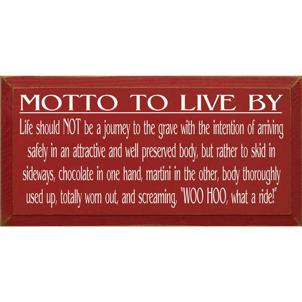 Motto to Live By - Martini Wood Sign for wholesale by SAWDUST CITY