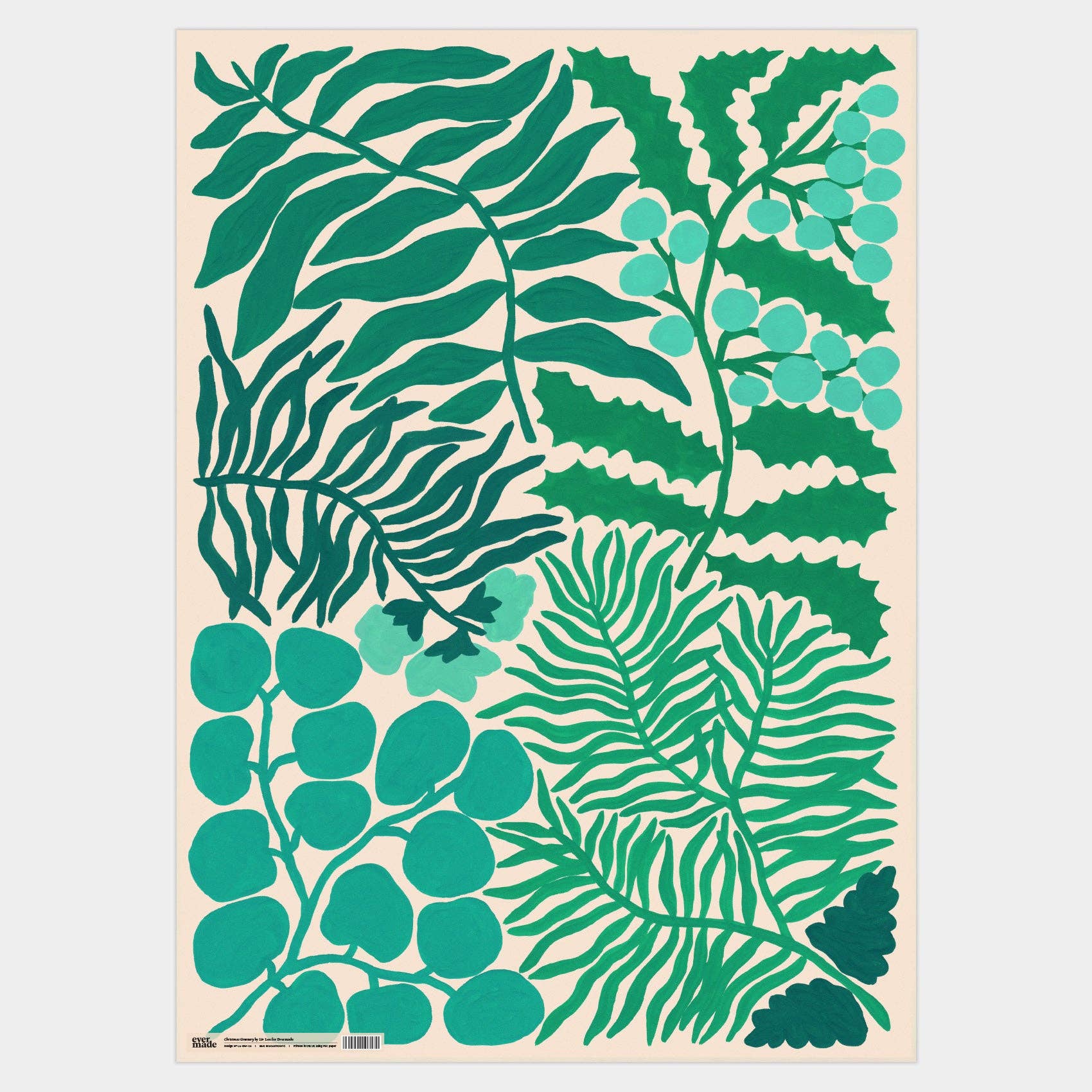 Evermade – wholesale Flat wrap – Christmas Greenery Gift Wrap1