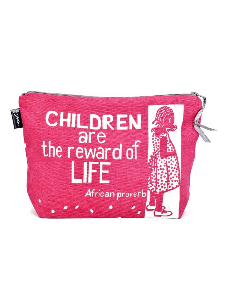 Pink Children are the Reward African Proverb Purse for wholesale by Swahili | AFRICAN MODERN
