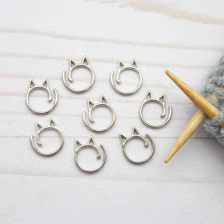 Silver Cat Split Ring | Stitch Markers for wholesale by Fox & Pine Stitches