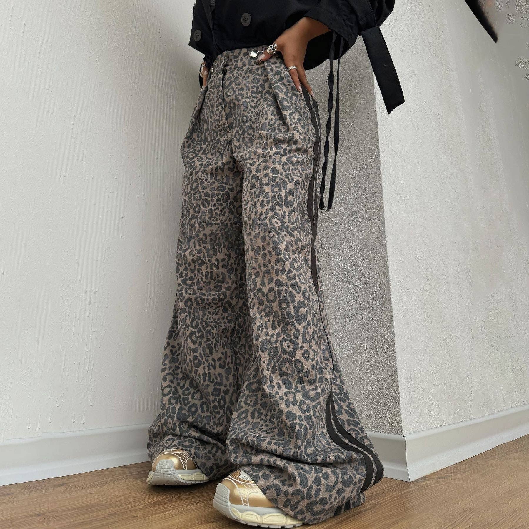 Marayn - Wholesale Pants - Women's - Leopard Print Wide Leg Trousers Summer 202510