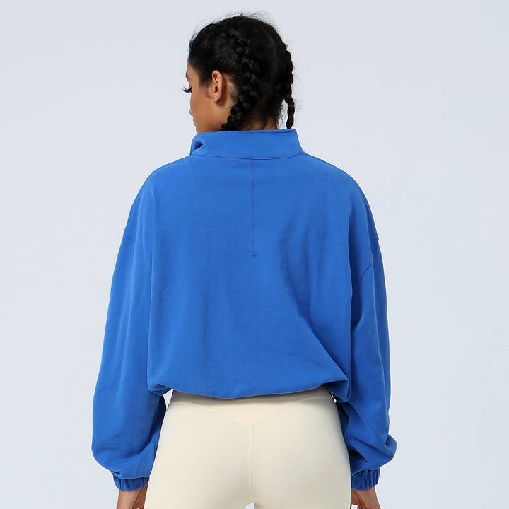 Sodalemon - Wholesale Athletic Jacket - Women's - Women Fitness Hoodie Half Zipper Drawstring Sport Jacket6