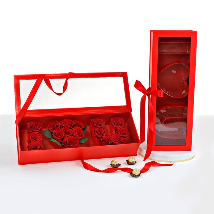 UNIKPACKAGING - Wholesale Gift Box - I Love U" Box with Clear Top, Plastic Liner & Ribbon10