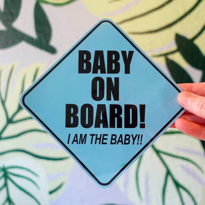Baby On Board Vinyl Sticker, Funny Gag Gift (5x5 inch) for wholesale by Two Cats Creatives