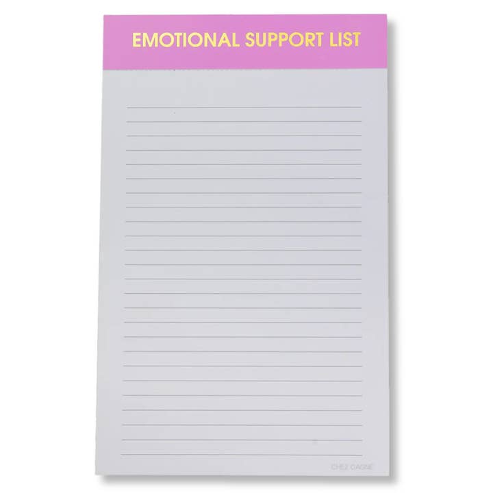 Emotional Support List - Lined Notepad - Lavender - 65 perforated pages - 5x8 for wholesale by Chez Gagné
