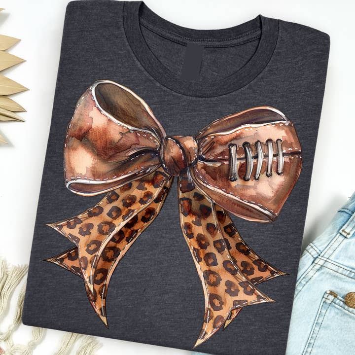 Leopard Football Bow Graphic Tee for wholesale by Festivitees