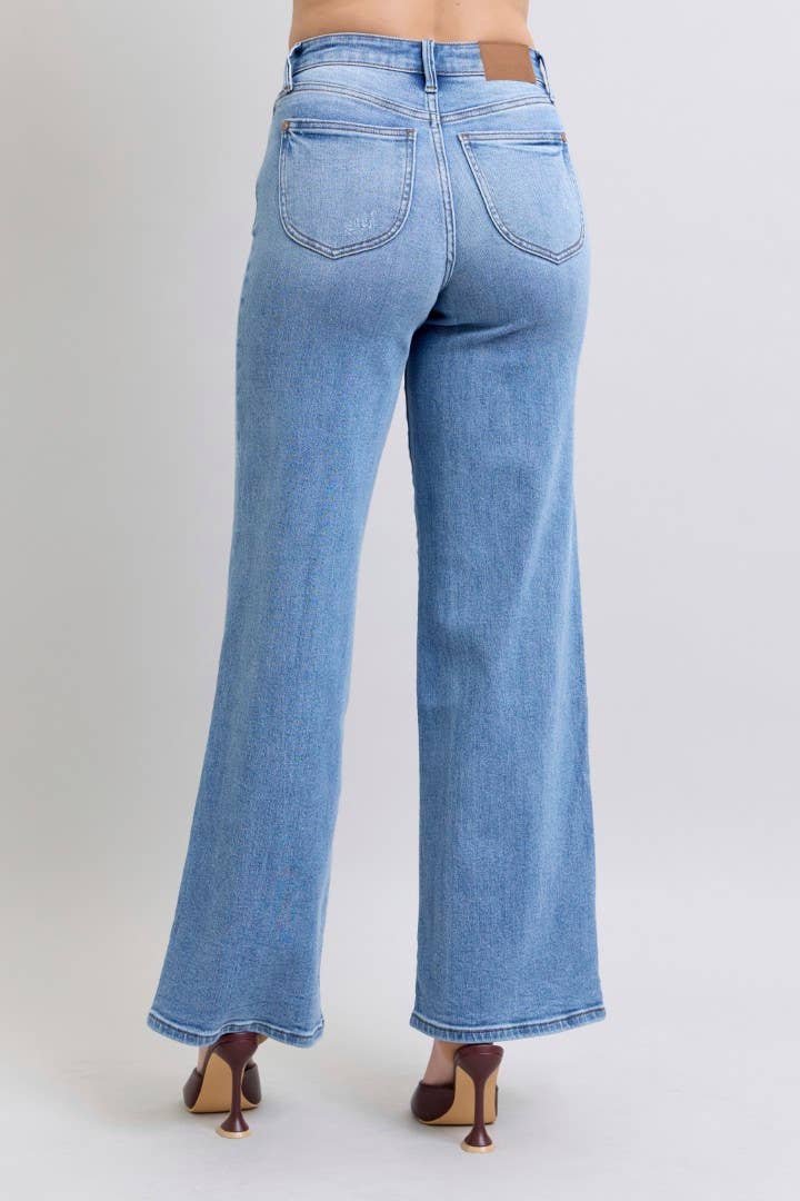 MD High Waisted Vintage Wash Retro Wide Leg for wholesale on Faire9