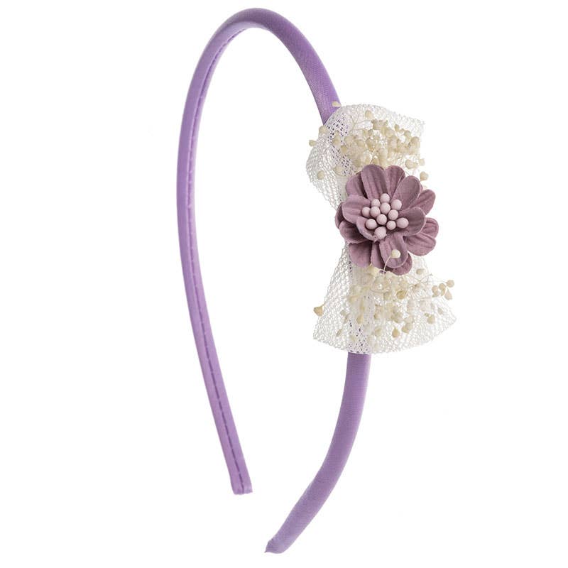 Siena Hair Accessories – Bandana - Crianças por atacado – Bandana de bebé com laço de tule, flor de doce e gipsófila7