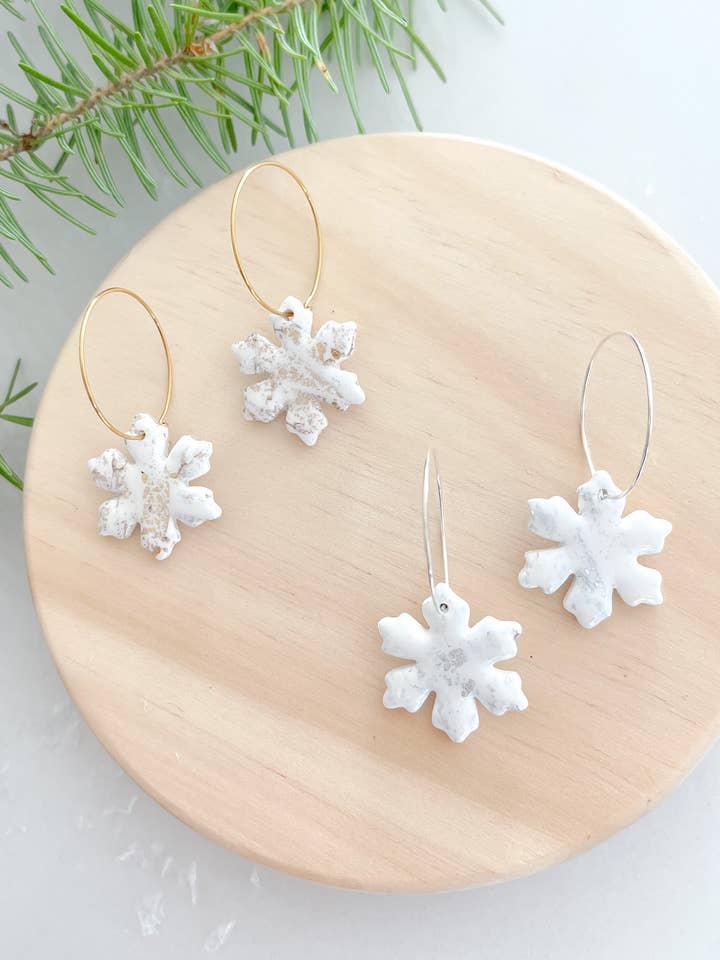 "Marble" Snowflake Hoops for wholesale by Kush Life Designs