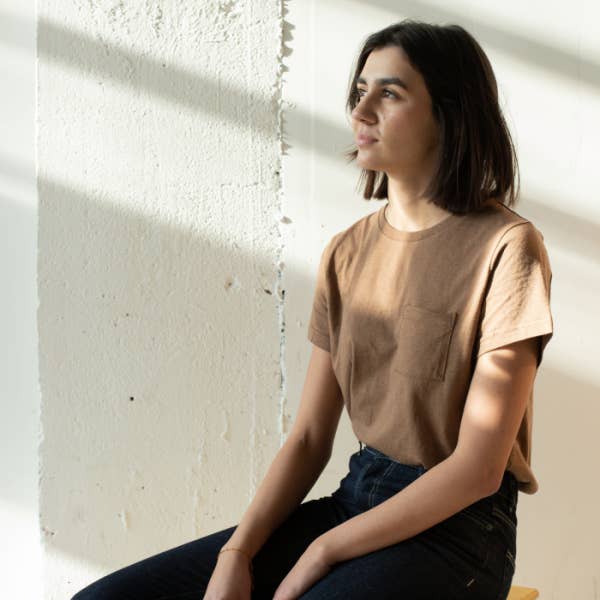 Pauline Poche T-shirt - Camel Jersey for wholesale by La Gentle Factory