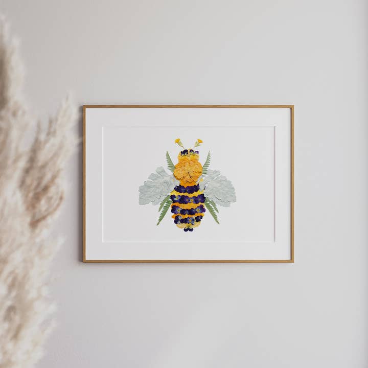 Seek & Bloom Creative Co. - Wholesale Art Print - Bee, Pressed Flower Art Print