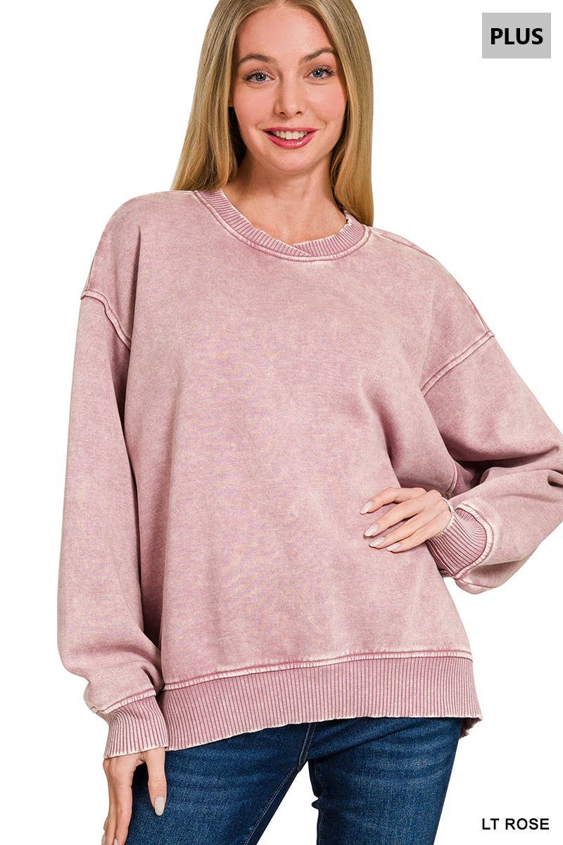 42POPS - Vendita all'ingrosso Felpa - Donna - ._ 0812 Plus Pullover in Pile Oversize Lavaggio Acido SI-2808114