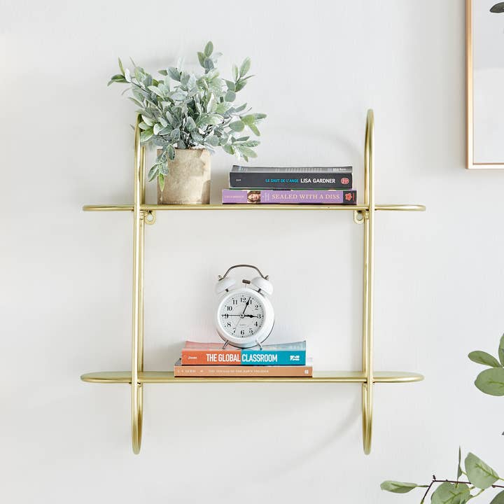 Danya B. 2-Tier Warm Gold Hanging Wall Mounted Shelf for wholesale by Danya B