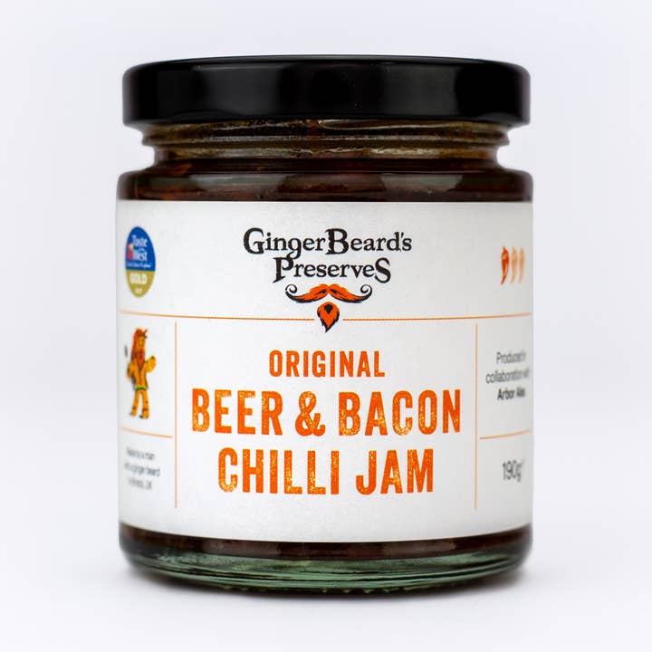 Original Beer & Bacon Chilli Jam for wholesale by GingerBeard's Preserves