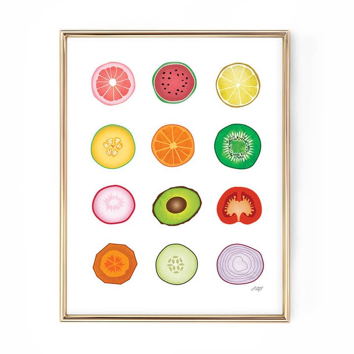 Collage de fruits et légumes - Art Print pour la vente par Lindsey Kay Collective