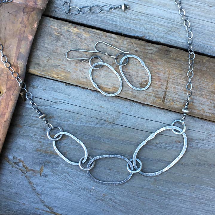 Riverstone Trio Necklace - Oxidized for wholesale by Jules Artwear