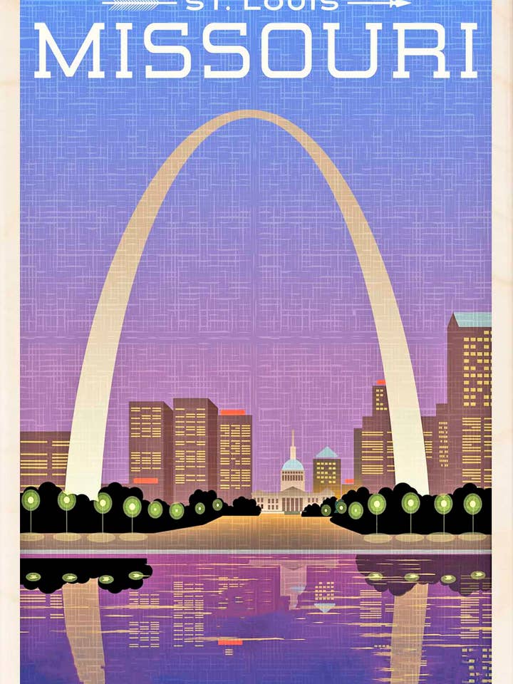 St Louis, Missouri - Wooden postcard, wooden magnet for wholesale by THE WOODEN POSTCARD COMPANY