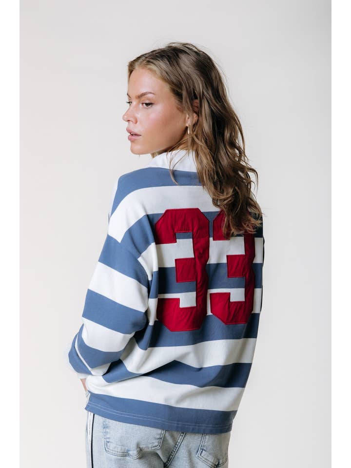 Skyler Striped 33 Polo | Medium blue for wholesale on Faire1