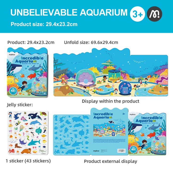 ToysLink - Wholesale Sticker – Child & baby - Mideer Reusable Jelly Sticker Set-Incredible Aquarium1