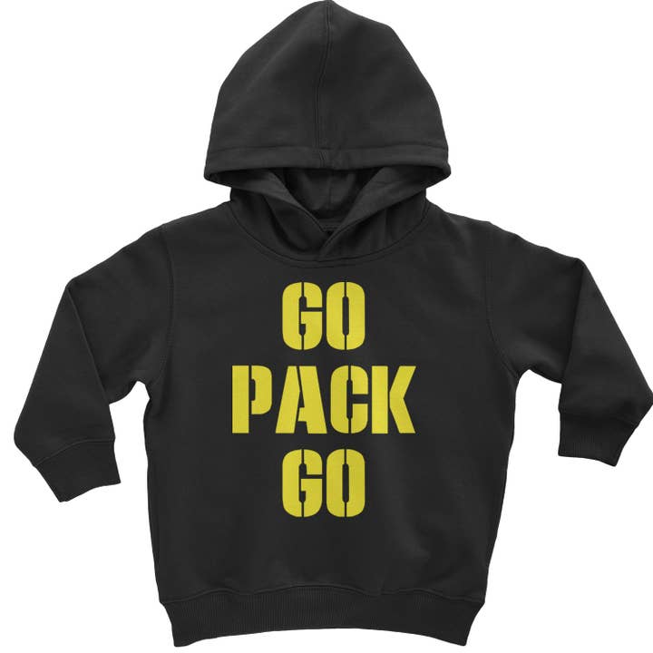 Go Pack Go Green Bay Toddler Hoodie Or Infant Fleece Romper for wholesale by Expression Tees