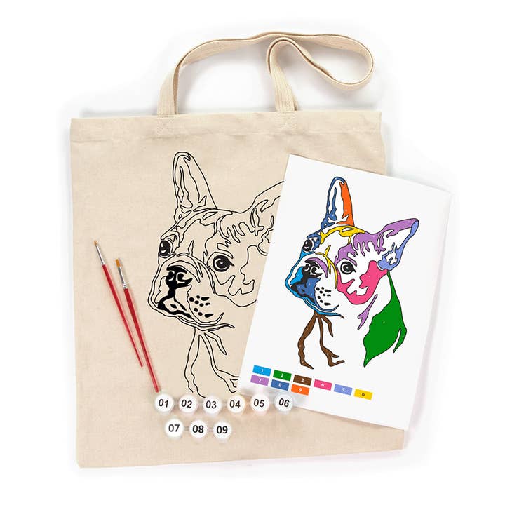 RosaTalent : Kit de coloriage écologique en coton Ecobag — Bright Pug (220 g/m², 38 x 42 cm) pour la vente par Fainotoys