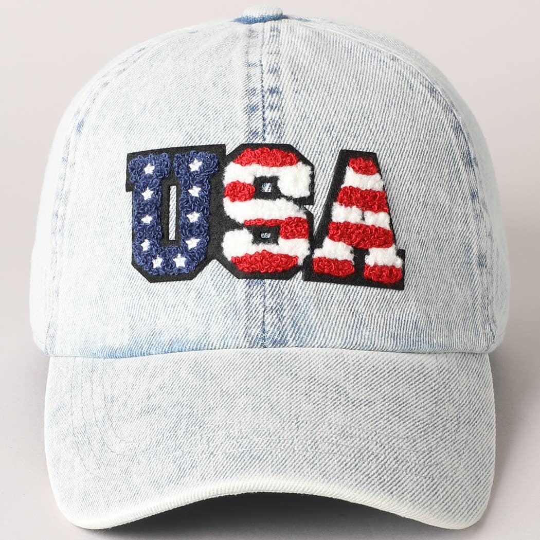Fashion City - Wholesale Baseball Cap - Unisex - US Themed USA Letter Chenille Patch Baseball Cap11