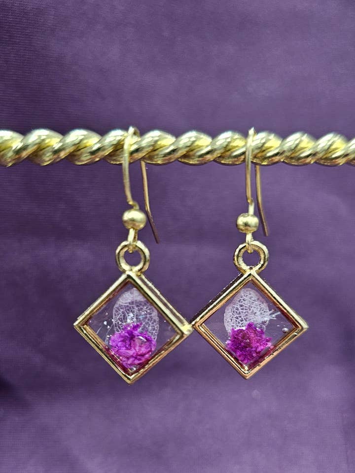 Ombre Purple Petal Earrings (Diamond Gold) for wholesale by Survivors Alliance for Growth and Employment