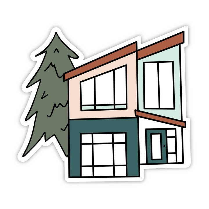 Modernist Mountain House Sticker for wholesale by Overflow & Co.