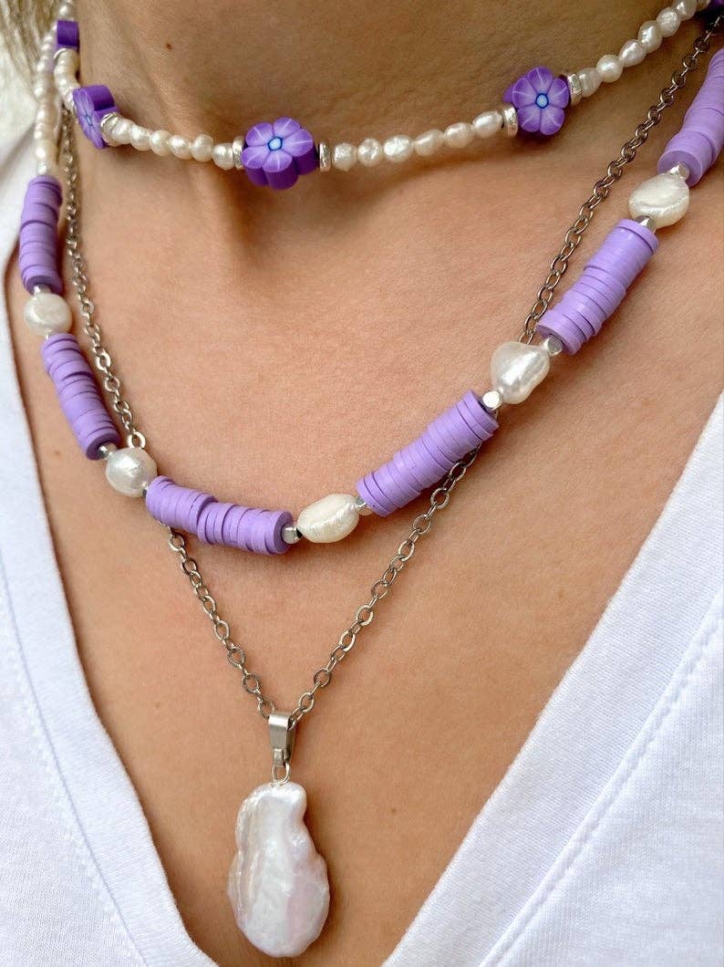 Christina Christi – Colar com missangas/pérolas por atacado – Colares de pérolas e pérolas roxas, colares de verão2