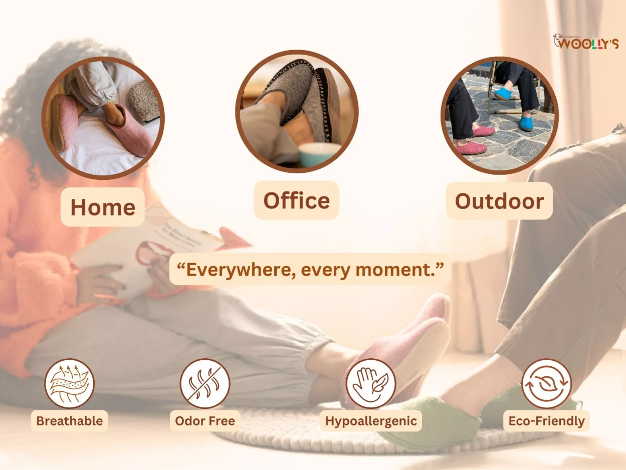 Woollyes Inc – Großhandel Hausschuhe – Unisex – Hausschuhe mit offenem Absatz und Ledersohle für den Innenbereich — Naturbraun14