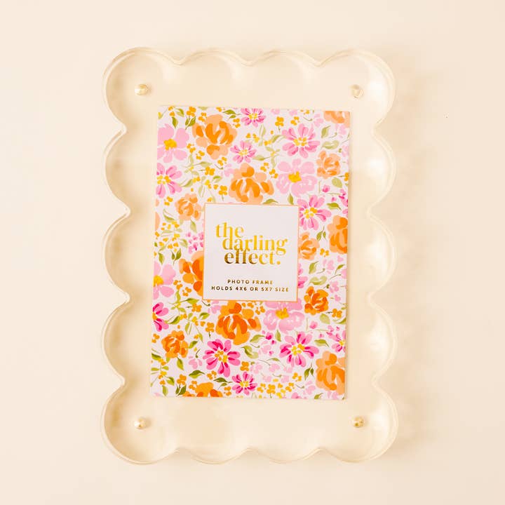 Rectangle Scalloped Acrylic Frame-Clear for wholesale by The Darling Effect