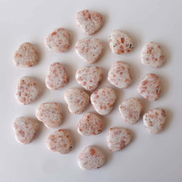 Soothing Crystals - Wholesale Spiritual Stone/Crystal - 1 Inch Sunstone Heart, Puffy Mini Heart Crystals Pendant