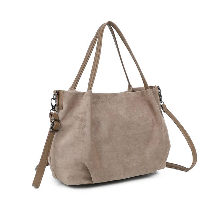 Ellas Trading - Wholesale Shoulder Bag - Women's - Faux Suede Shoulder Tote Bag Detachable Crossbody Strap7