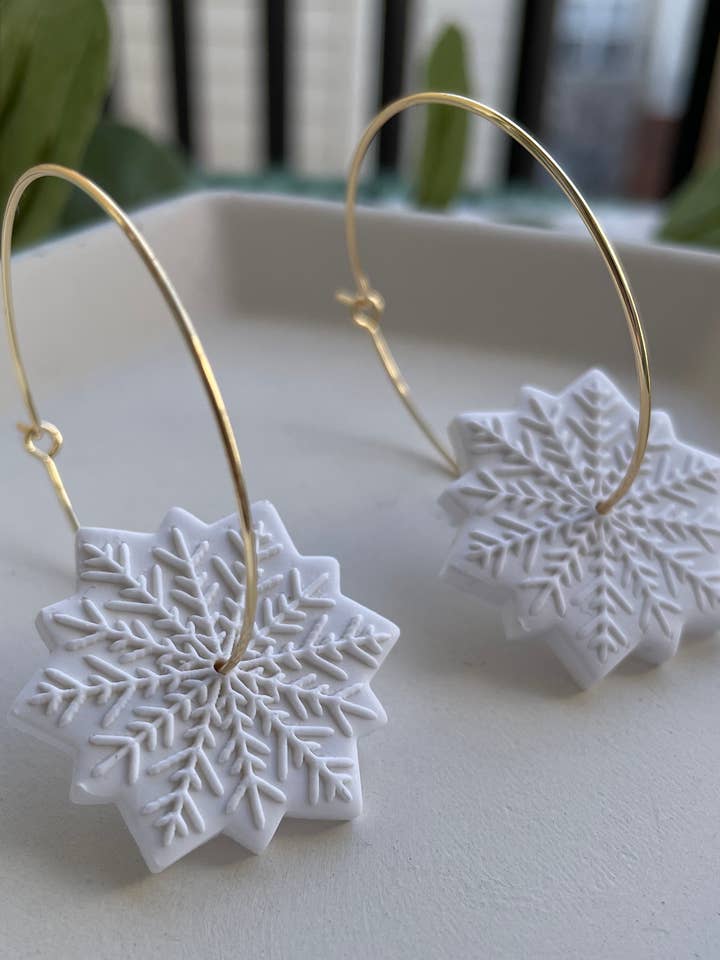Snowflake Hoops for wholesale by Lily and Sparrow Clay